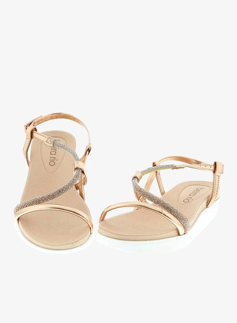 Beira Rio Gold Pink Flat Sandals for Women – Stylish Ladies Flat Sandals & Comfortable Flat Slippers for Women | Best Price UAE