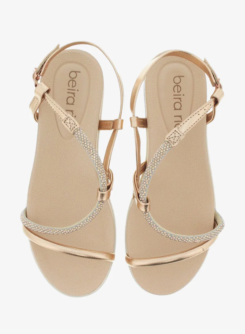 Beira Rio Gold Pink Flat Sandals for Women – Stylish Ladies Flat Sandals & Comfortable Flat Slippers for Women | Best Price UAE