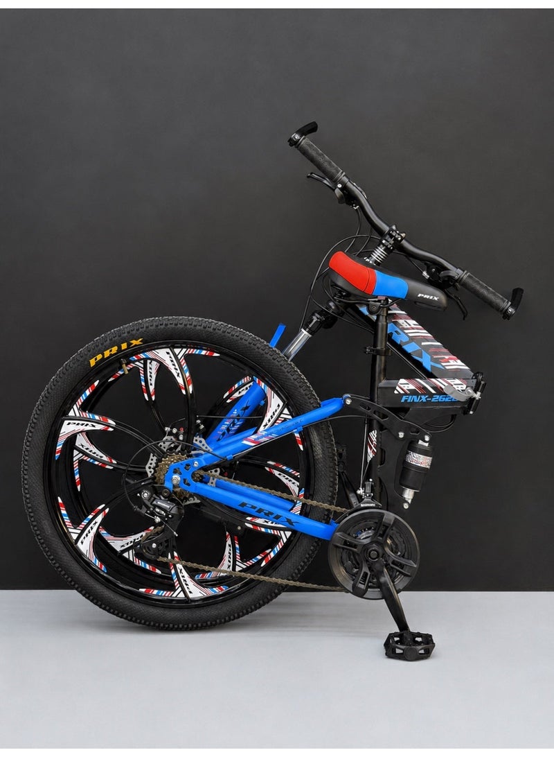 Prix 26-Inch Folding Mountain Bike – 21 Speeds – Front & Rear Suspension – Disc Brakes – Sport Alloy Wheels - Image 2