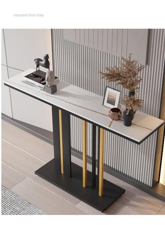 Metal and Marble Console Table Modern Style Rectangle Stain Resistant - Image 1