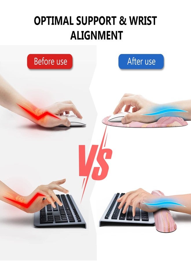 Anyshock Pink Desk Mat Set, Ergonomic Keyboard and Mouse Pad Wrist Rest, Non Slip Rose Gold Wrist Support for Home Office - Image 3