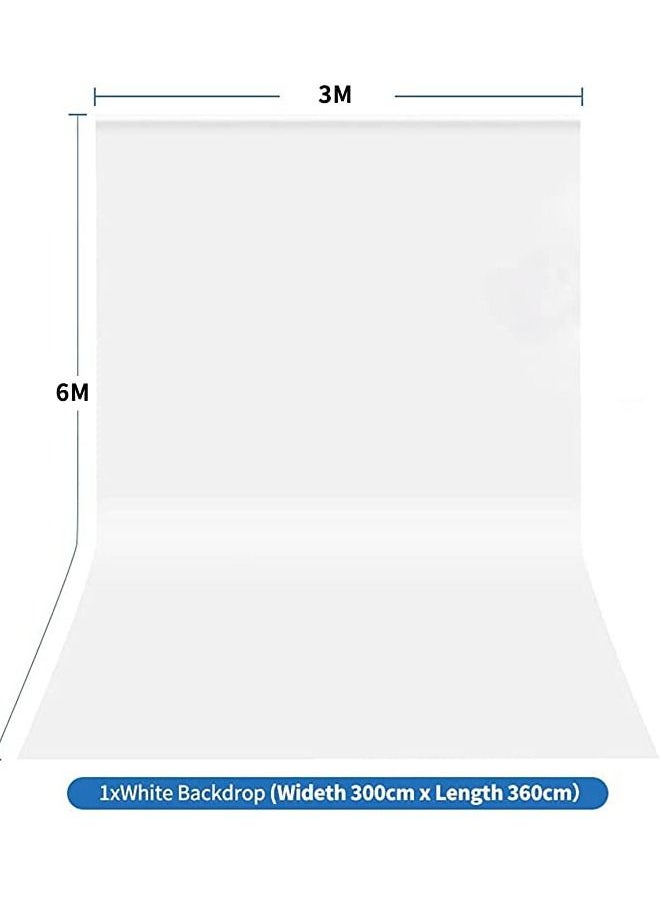 Padom 10X20 ft Photography Backdrop Solid Color Background,Photo Studio,Collapsible High Density Screen for Video Photography and Television, Non-Gloss Reflective Fabrication 3Mx6M  White