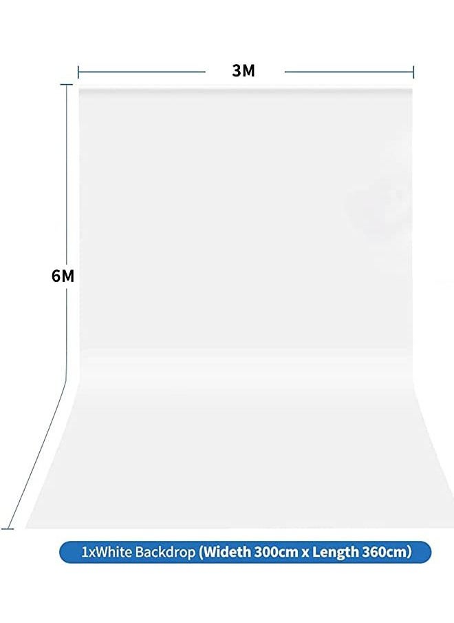 Padom 10X20 ft Photography Backdrop Solid Color Background,Photo Studio,Collapsible High Density Screen for Video Photography and Television, Non-Gloss Reflective Fabrication 3Mx6M  White