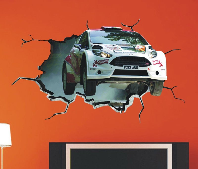 Jagvii Car Come Inside from Wall Hole Wall StickerPVC Vinyl SelfAdhesive Just Peel and Stick 3D Quality Product Pack of 1 Multicolor Size 45 cm X 25 cm Brand Jagvii