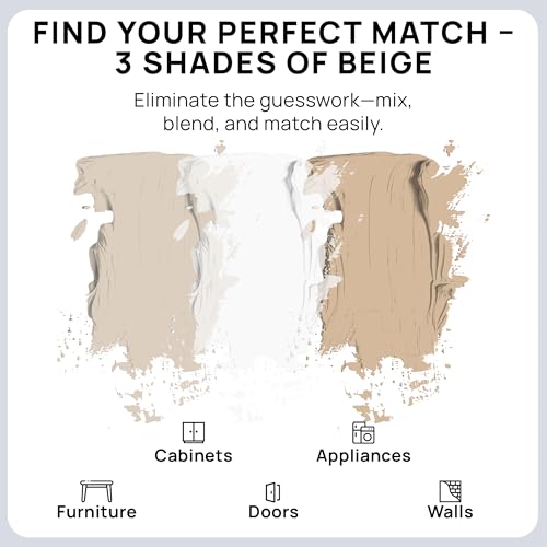 spot سبوت. طلاء تصحيح | تشطيب غير لامع للخزائن والجدران والأبواب والأثاث | مجموعة إصلاح بلون بيج متعدد الظلال | سريع الجفاف، ذاتي التمهيد، منخفض الرائحة، صديق للبيئة | لا حاجة للتSand أو التمهيد | 3 عبوات - Image 3
