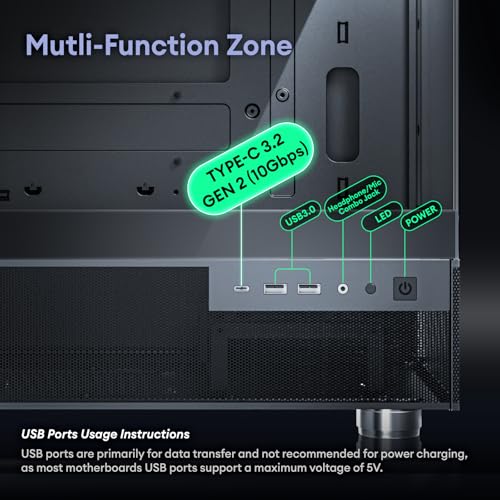 Okinos Aqua 3, Micro ATX Case, MATX PC Case with 3 X 120mm 3-Pin ARGB Fan Pre-Installed, Panoramic View Tempered Glass Front & Side Panel, with Type C Port, White - Image 5