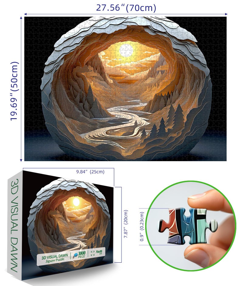 Blueforest 1000 Piece 3D Autostereoscopy Jigsaw Puzzle Dawn Cave No Glasses - Image 2
