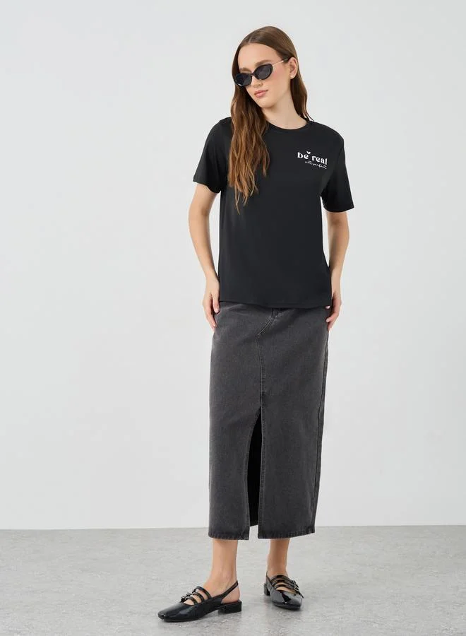 تايك تو Take Two Slogan Print Oversize T-Shirt