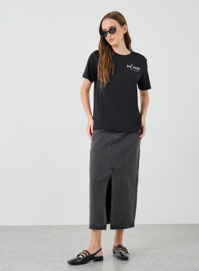 Take Two Slogan Print Oversize T-Shirt - Image 2