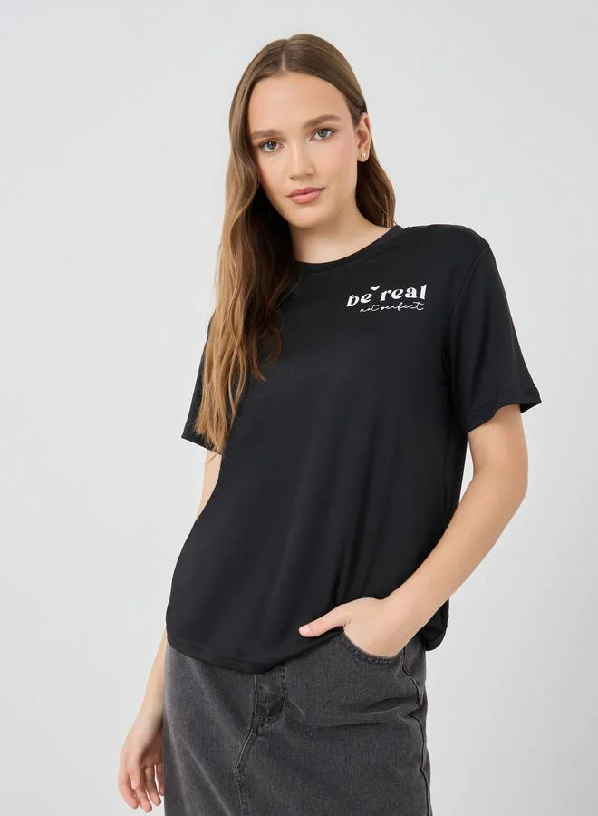 تايك تو Take Two Slogan Print Oversize T-Shirt