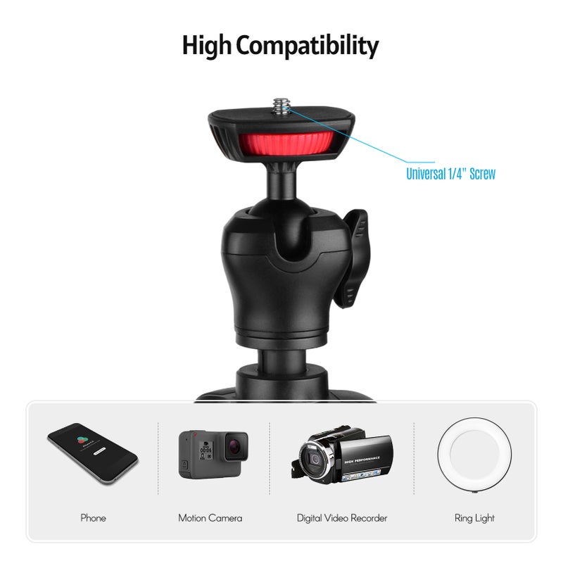 ZOMEI T50 Portable Tripod Aluminum Alloy Selfie Travel Phone Tripod Max. Height 134cm/52.8in Max. Load Capacity 3kg with Ball Head Carrying Bag Shutter Phone Clamp Shutter Clip for Landscape Product Portrait Photography Live Streaming - Image 2