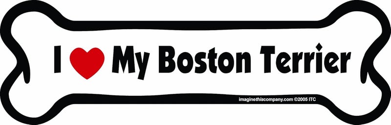 Imagine This Bone Car Magnet, I Love My Boston Terrier, 2-Inch by 7-Inch