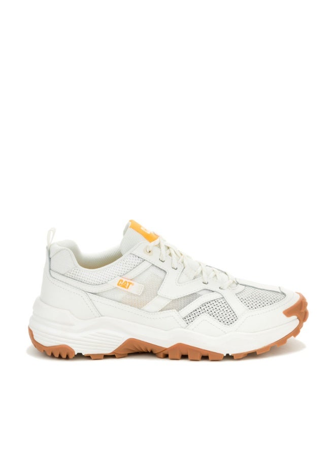 CATERPILLAR CAT Grapple Leather Mesh Men’s Lightweight Sneaker – EVA Comfort Midsole, Breathable Lining, Durable Rubber Outsole – Bright White - Image 1