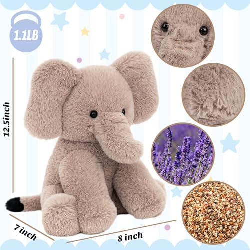 Easfan Microwavable Weighted Stuffed Animals Elephant Plushie for WarmthComfort Cute Soft Plush Toys for Adults Kids125inch - Image 5