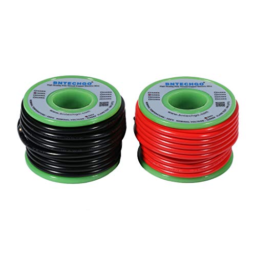 سلك كهربائي صلب BNTECHGO 18 قياس PVC 1007 أحمر وأسود كل منهما 20 قدم 18 AWG 1007 سلك نحاسي مغطى بالقصدير