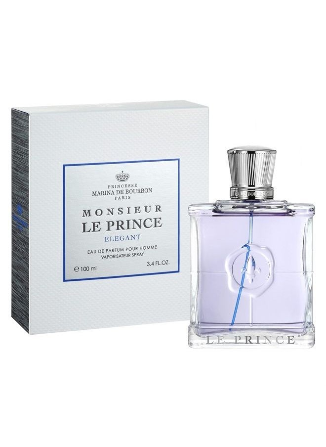 Marina De Bourbon - Monsieur Le Prince Elegant by Princesse Eau de Parfum for Men - Opens with Mint and Bergamot Blended with VIolet Leaf and Geranium - Exudes Hypnotic Charm - 3.4 oz - Image 1
