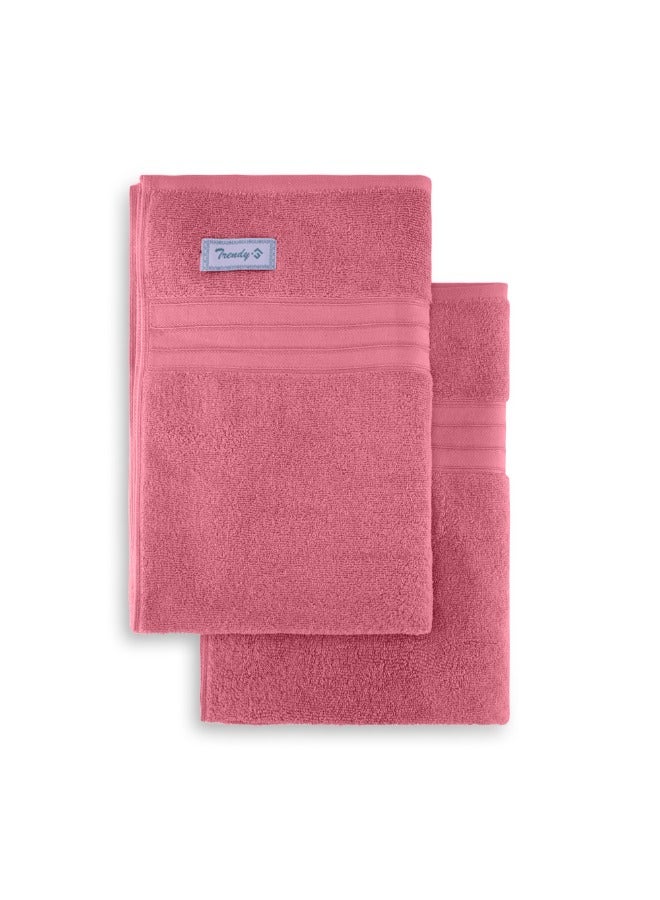 BYFT Home Trendy (Pink) Premium Cotton Bath Sheet (90x180Cm-Set of 2) Highly Absorbent, High Quality Bath Linen With Striped Dobby-550Gsm - Image 4