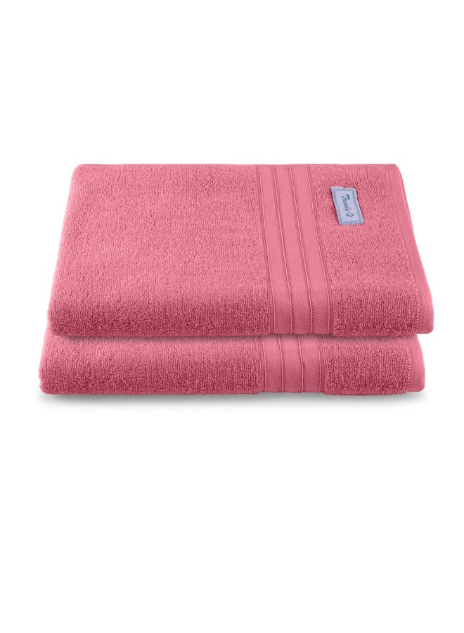 BYFT Home Trendy (Pink) Premium Cotton Bath Sheet (90x180Cm-Set of 2) Highly Absorbent, High Quality Bath Linen With Striped Dobby-550Gsm - Image 2