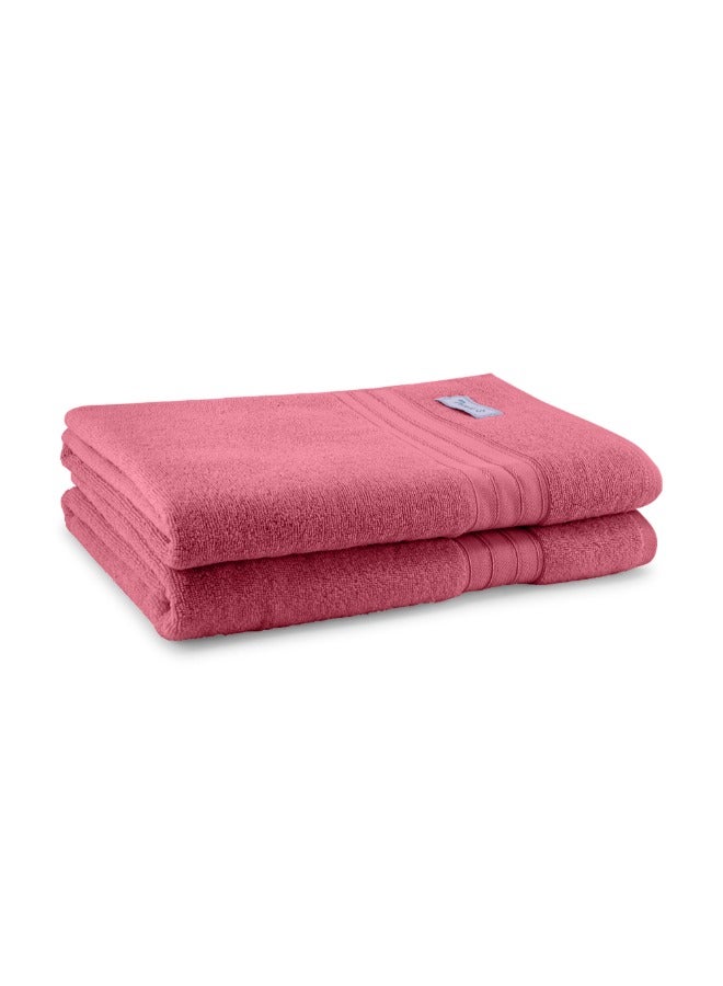 BYFT Home Trendy (Pink) Premium Cotton Bath Sheet (90x180Cm-Set of 2) Highly Absorbent, High Quality Bath Linen With Striped Dobby-550Gsm - Image 5