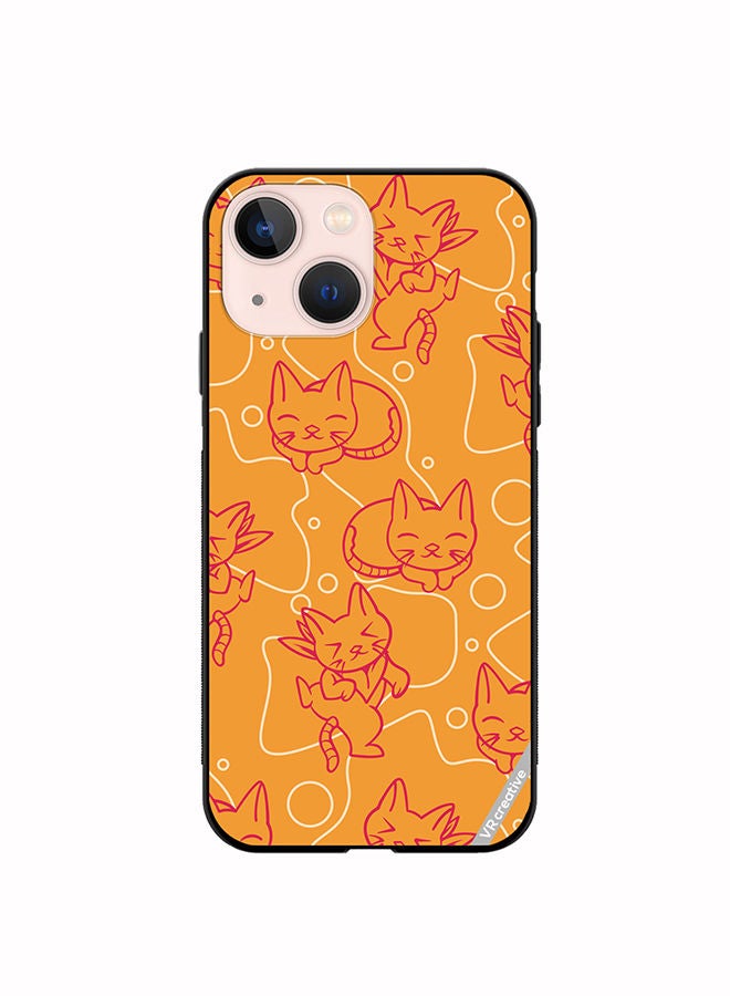 VR CREATIVE Protective Case Cover For Apple iPhone 14 Plus Chilling Cat Pattern Design Multicolour - Image 1