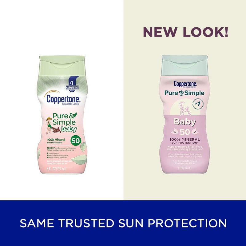 Coppertone Pure And Simple Baby Sunscreen Lotion Spf 50  Broad Spectrum Sunscreen For Baby  6 Fl Oz Bottle - Image 2
