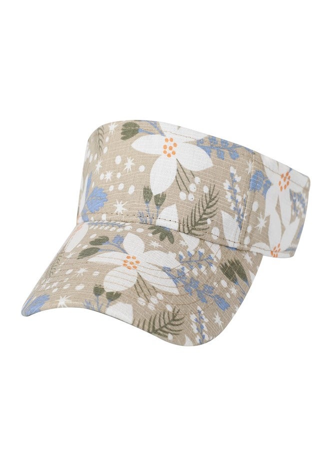 ZLYC Print Sports Sun Visors for Women Girls (Flower Green) - Image 1
