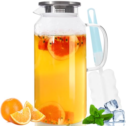Yirilan Glass Pitcher, 2 Liter(68oz) Water Pitcher with Lid and Spout, Large Pitchers for Drinks, Water Carafe Jug, Beverage Pitchers - Image 1