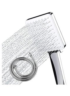 Shower Head with Hose High Pressure Shower Heads with Hose Set 1.5m Universal Set with 6 Settings Spray Mode and 59In Hose Adjustable Ball Joint Bracket Chrome