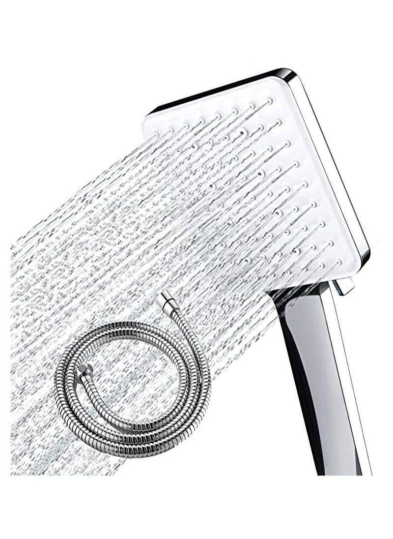 SYOSI - Shower Head with Hose High Pressure Shower Heads with Hose Set 1.5m Universal Set with 6 Settings Spray Mode and 59In Hose Adjustable Ball Joint Bracket Chrome - Image 1