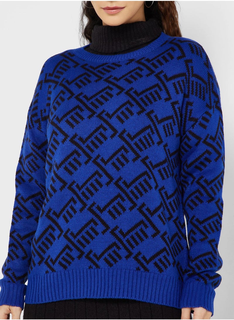 BRAVE SOUL - Crew Neck Jacquard Sweater - Image 1