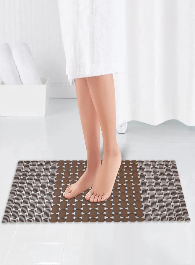 Home-Cloud HomeCloud Shower Mat |Elevate Your Bathing Experience TPE Anti-Slip Spa Shower Mat with Suction Cups for Unrivaled Safety and Comfort | L70xW40cm (Dark Brown) - Image 1