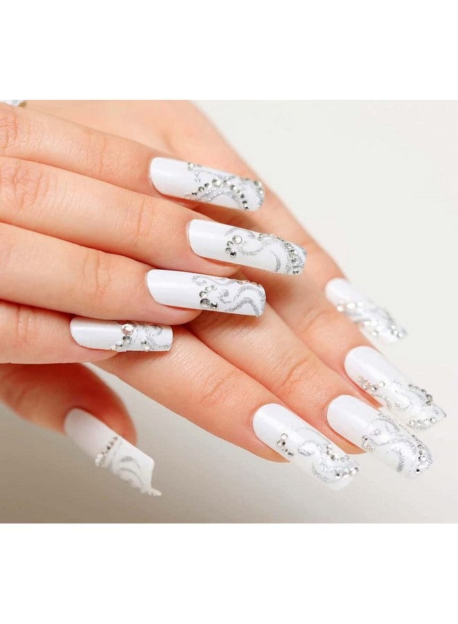 DIY Crafts 10 Pcs, Random Sizes White, Flat Back Gems Round Crystal Rhinestones (1.5-6 Mm) Silver Pick Up Tweezer And Rhinestones Picking Pen For Crafts Nail Face Art Cl (10 Pcs, Random Sizes White) - Image 4
