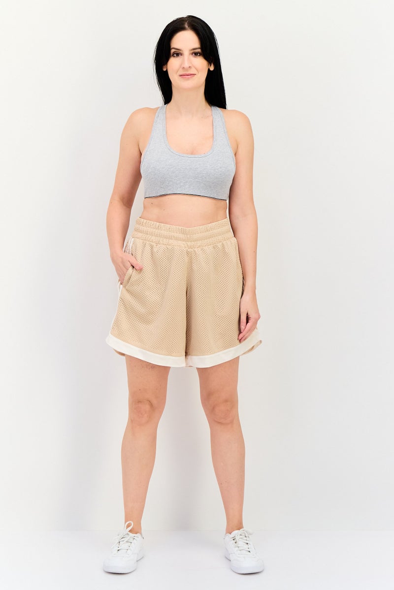 adidas Originals Women Sportswear Fit Basketball Shorts, Beige - Image 4