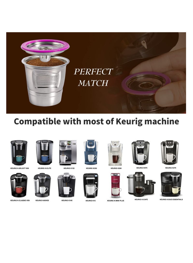 SYOSI Reusable K Cup Pod Coffee Filters for Keurig 1.0 & 2.0 Single Cup Coffee Makers, Full Stainless Steel Integrated Mesh Strainer BPA Free, Coffee Capsules Refillable K Cup Coffee Pods Filters(2 pack)  - Image 2