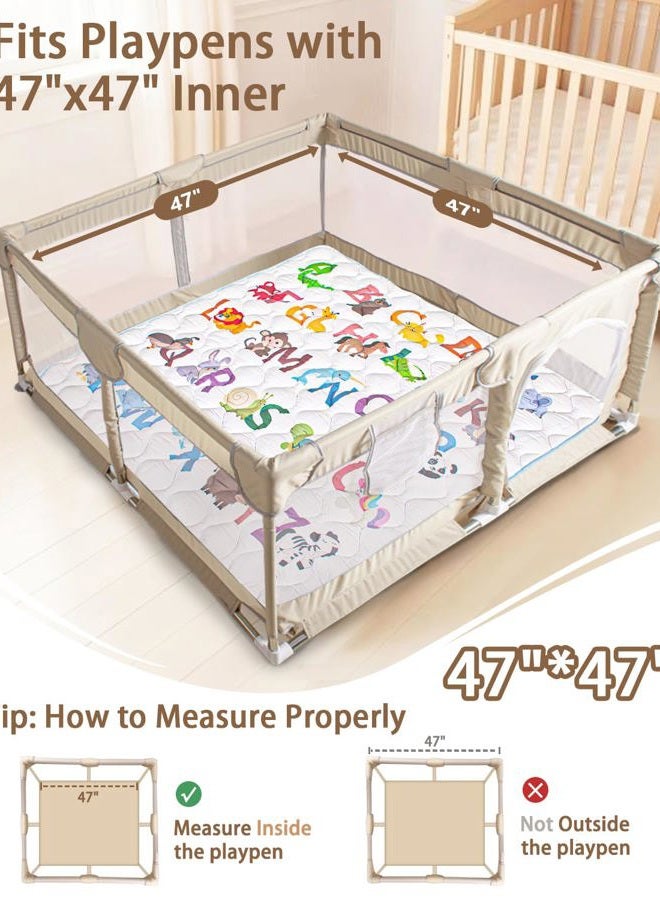 Beavtaens Baby Play Mat, 47x47 Mat with Super Soft Touch, Activity Mats with Upgraded Anti-Slip Bottom, Machine Washable Crawling Playmat for Floor & Picnic(Animal Alphabets) - Image 2