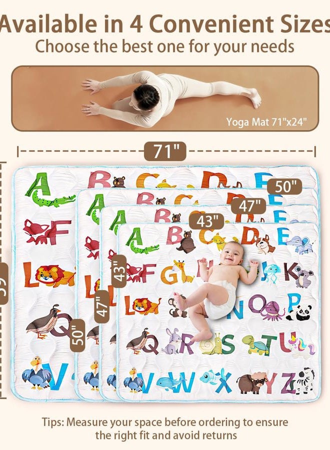 Beavtaens Baby Play Mat, 47x47 Mat with Super Soft Touch, Activity Mats with Upgraded Anti-Slip Bottom, Machine Washable Crawling Playmat for Floor & Picnic(Animal Alphabets) - Image 4