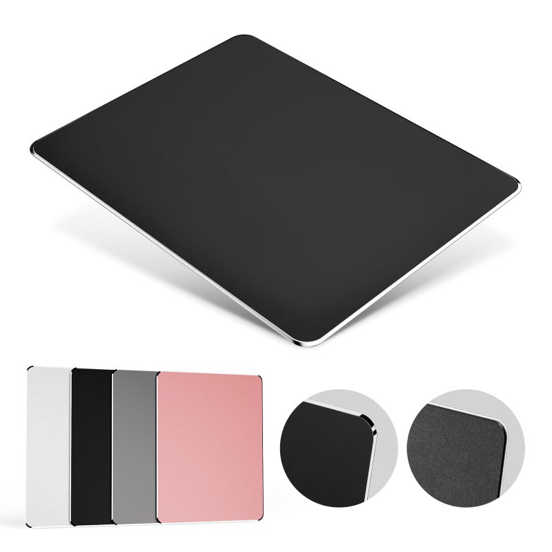 HONKID Hard Metal Mouse Pad for Desk, Aluminum Solid Mouse Pad for Magic Mouse and MacBook Pro/Air with Stable Rubber Base, Firm Mousepad for Travel and Home Office (Black) - Image 1