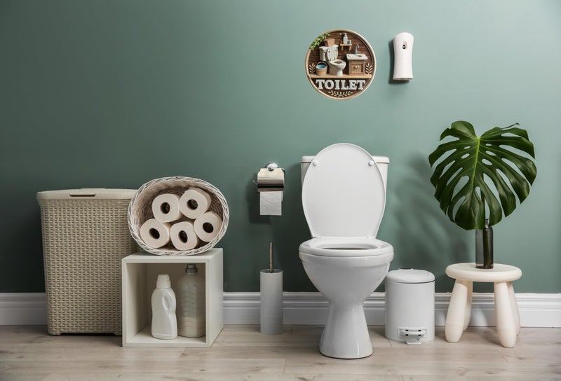 CSWLJS Toilet Sign Hanging Metal Sign 8x8 In Bathroom Wall Prompt Sign Suitable for Outdoor Spaces - Image 4
