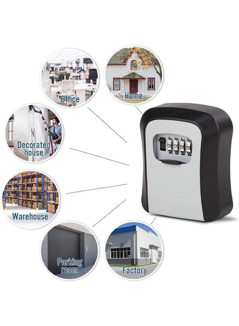 Key Lock Box, Waterproof Lock Box for House Keys Portable Combination Lockbox Wall-Mounted Hanging Key Storage Box Resettable Code Safe Security Lock Box for Home, Office, Garage, Apartment - Image 2