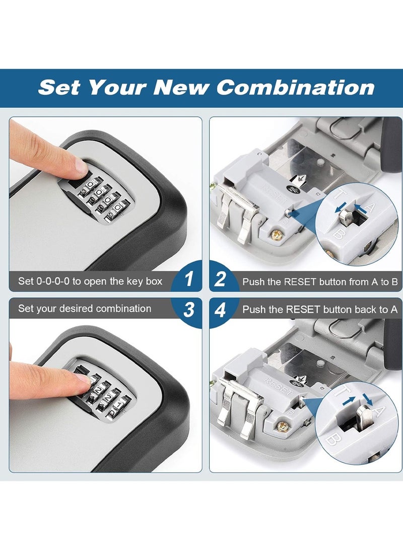 Key Lock Box, Waterproof Lock Box for House Keys Portable Combination Lockbox Wall-Mounted Hanging Key Storage Box Resettable Code Safe Security Lock Box for Home, Office, Garage, Apartment - Image 4