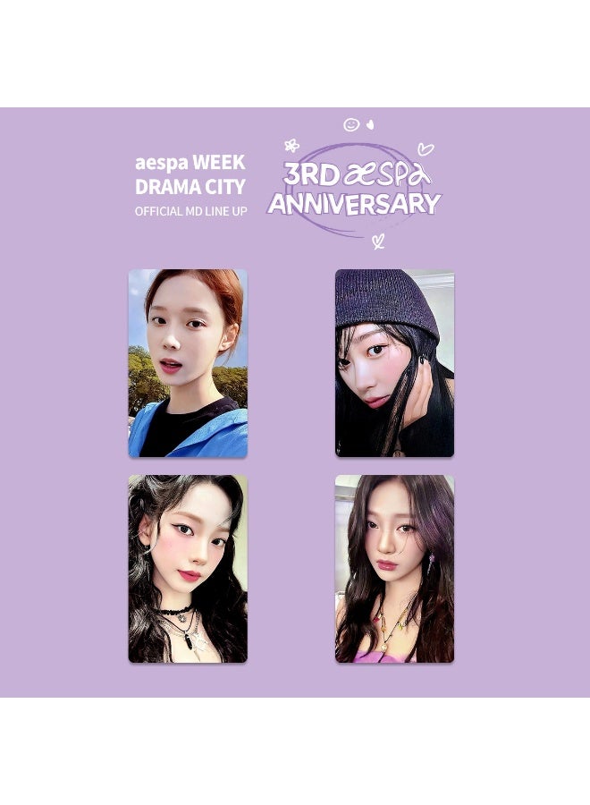 NIBEMINENT 4 Pcs Kpop Aespa 3rd Anniversary Official MD Lomo Cards Card For Fans Collection Gifts - Image 3