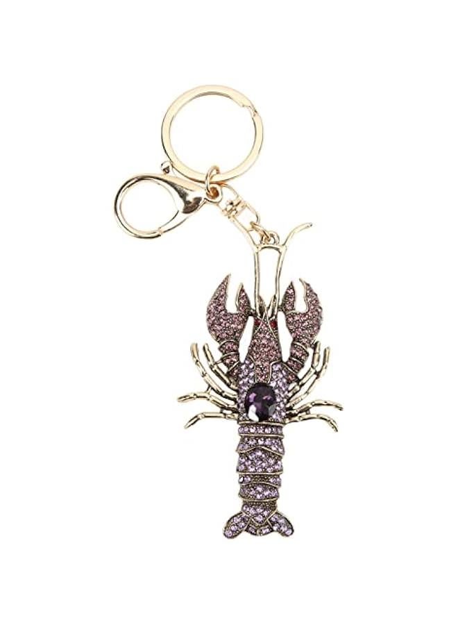 Generic Rhinestone Lobster Shape Keychain, Silicone Keychain Bracelet for Women Keyring, Sparkling Keyring Decor Pendant, Alloy Polishing Keychain for Backpack Wallet Handbag Purse Wallet (purple), keych  - Image 1