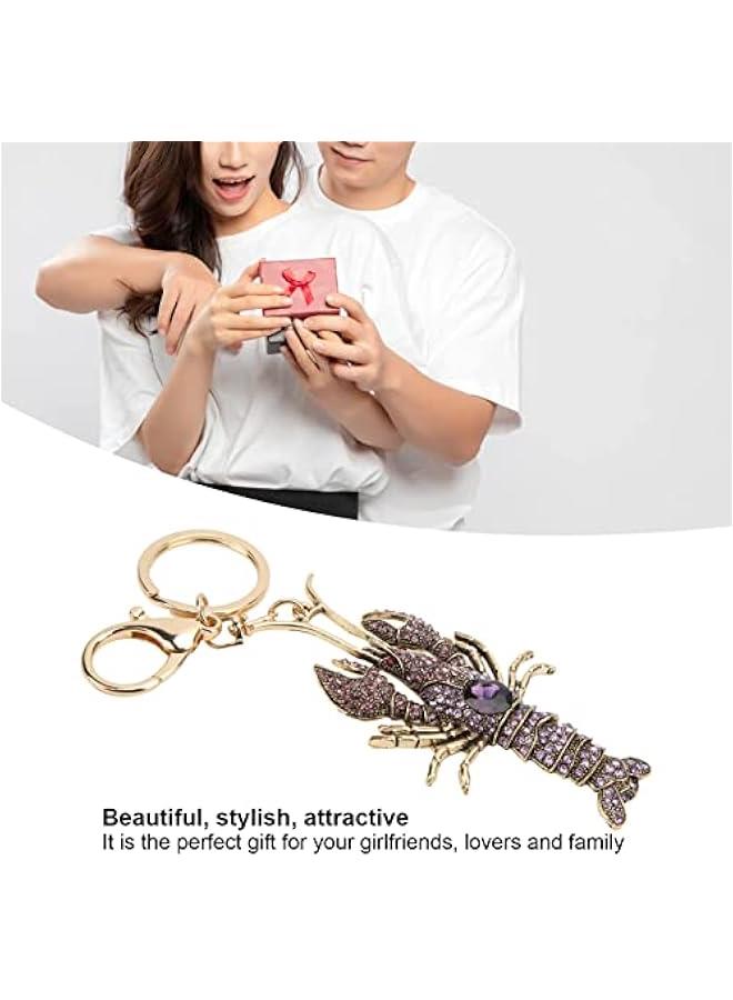 Generic Rhinestone Lobster Shape Keychain, Silicone Keychain Bracelet for Women Keyring, Sparkling Keyring Decor Pendant, Alloy Polishing Keychain for Backpack Wallet Handbag Purse Wallet (purple), keych  - Image 3