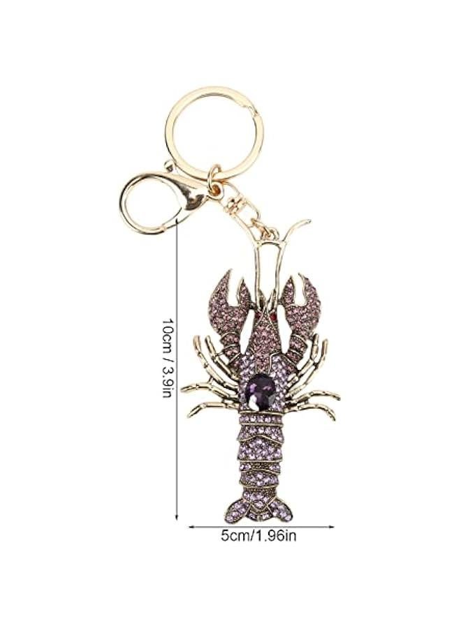 Generic Rhinestone Lobster Shape Keychain, Silicone Keychain Bracelet for Women Keyring, Sparkling Keyring Decor Pendant, Alloy Polishing Keychain for Backpack Wallet Handbag Purse Wallet (purple), keych  - Image 4