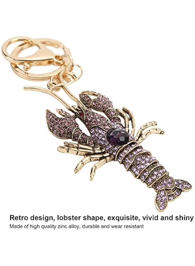 Generic Rhinestone Lobster Shape Keychain, Silicone Keychain Bracelet for Women Keyring, Sparkling Keyring Decor Pendant, Alloy Polishing Keychain for Backpack Wallet Handbag Purse Wallet (purple), keych  - Image 5