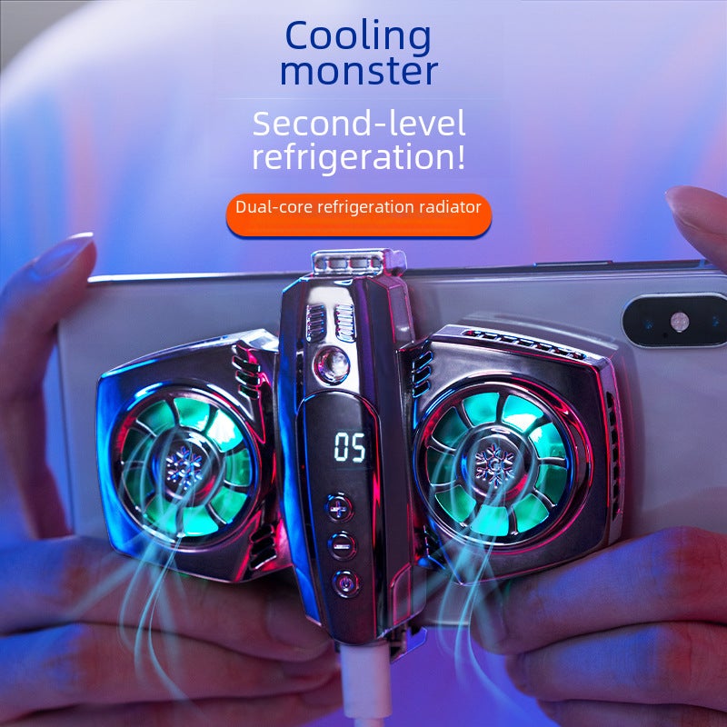Loquat Smart Cooling Mobile Heatsink with Colorful Lights and Dual Fans K04 silver Semiconductor 