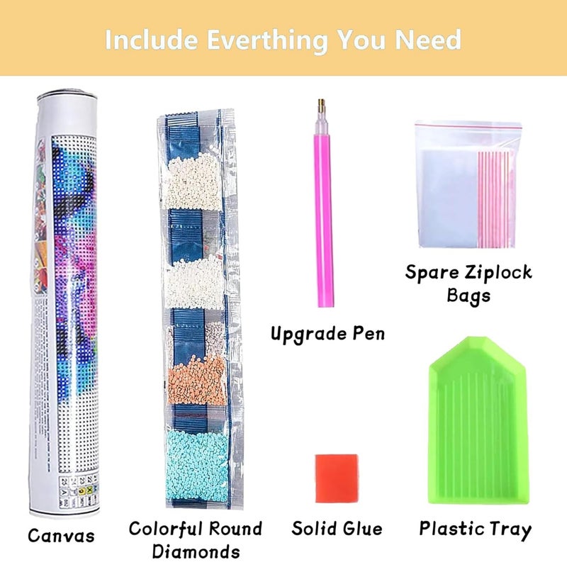 DAZZLEDOTS Pink Diamond Art Kits for Adults Beginner, DIY Cheetah Bathroom Diamond Painting Kits Round Cute Animal Diamond Dots 5D Full Drill Painting Kit Art and Crafts for Home Wall Decor 12X16inch - Image 5