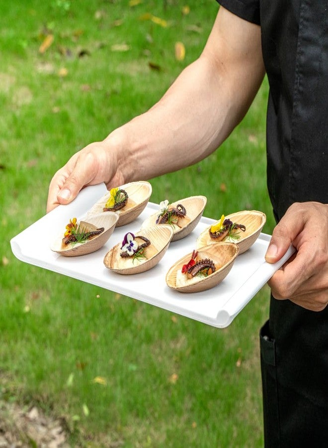 Restaurantware Indo 3.5 x 2 Inch Palm Leaf Plates 100 Durable Palm Plates - Disposable Egg-Shaped Design Palm Leaf Dinner Plates Impervious to Grease for Hefty Meals Appetizers Or Desserts - Image 5