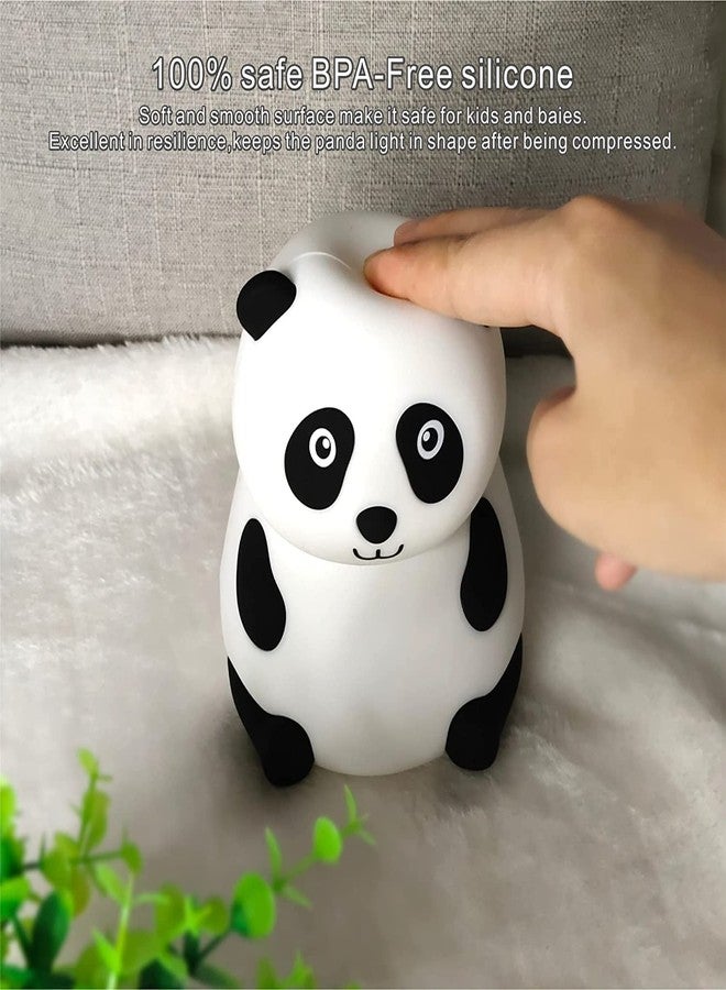 Roktry Cute Panda Night Light for Kids, Silicone Panda Lamp with Warm White&Colorful Light(7 Colors), USB Rechargeable Nursery Lamp, Eye Caring Night Light for Kids Bedroom Gift - Image 2