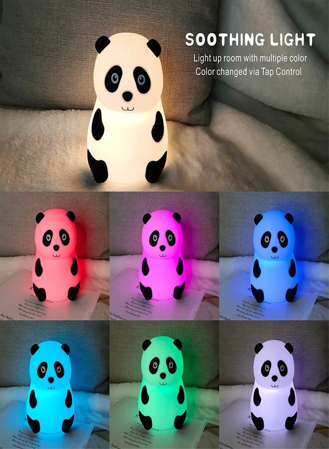 Roktry Cute Panda Night Light for Kids, Silicone Panda Lamp with Warm White&Colorful Light(7 Colors), USB Rechargeable Nursery Lamp, Eye Caring Night Light for Kids Bedroom Gift - Image 4